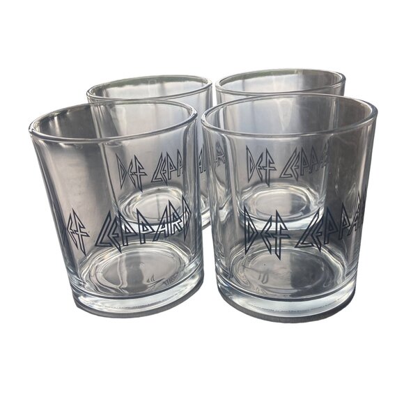 Def Leppard Set of 4 Low Ball Cocktail Glasses Size 3.5" x 4" New in Box - Picture 1 of 14